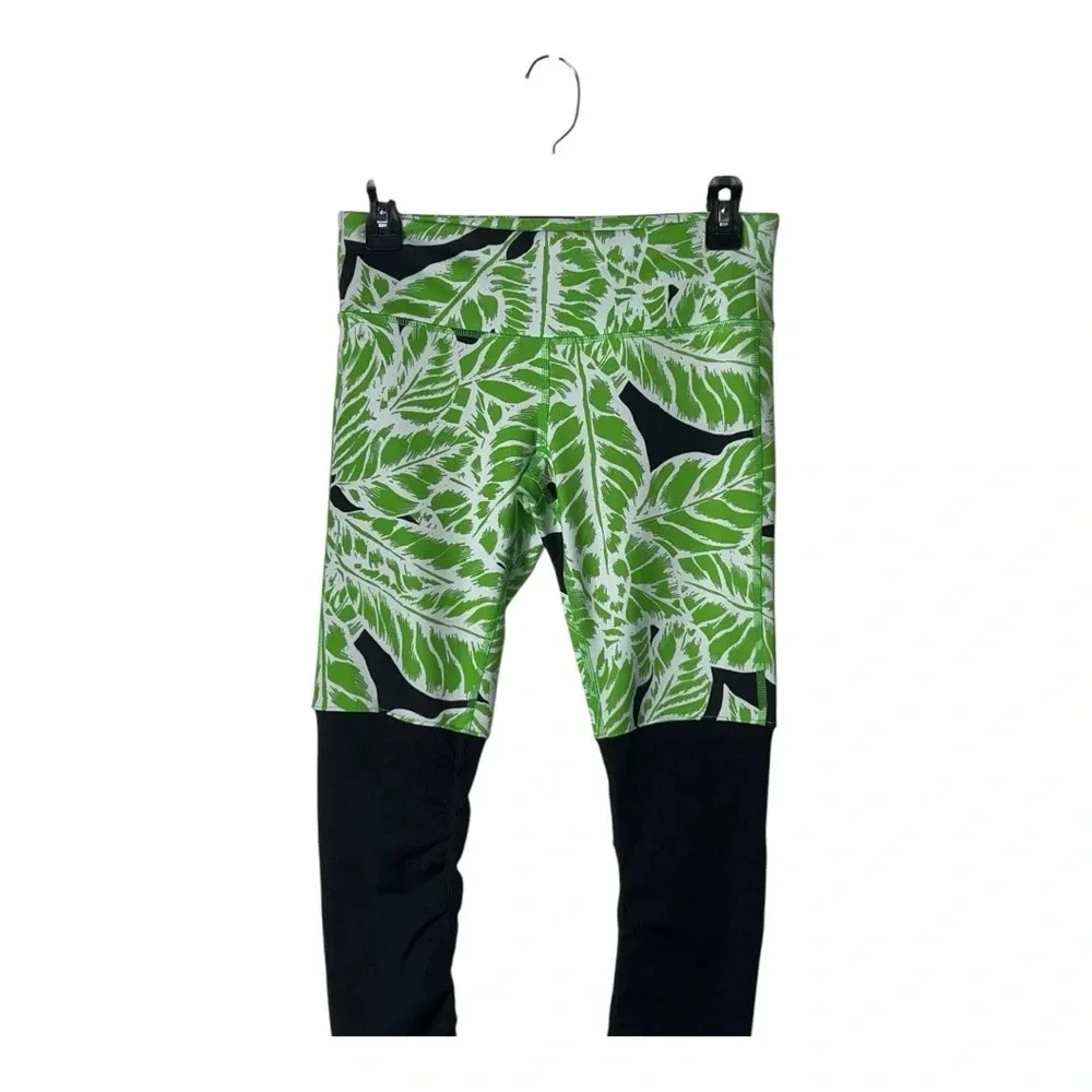 2030. ALO YOGA GODDESS LEGGINGS PRINT PALM SPRING GLOWSTICK BLACK SIZE SMALL NWT